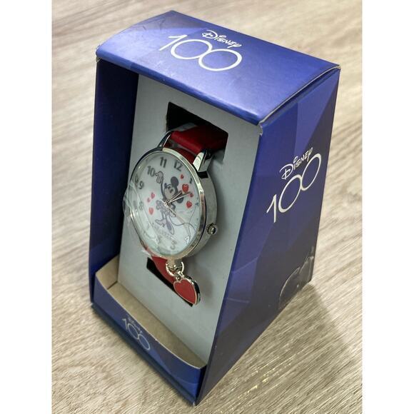 Disney 100 Minnie Mouse Kids Watch Red Band Heart Charm Casual - Picture 4 of 7